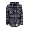 Alpha Industries Men's Long Sleeve Hooded Shirt 45 P Hooded Black/grey In Black/grey