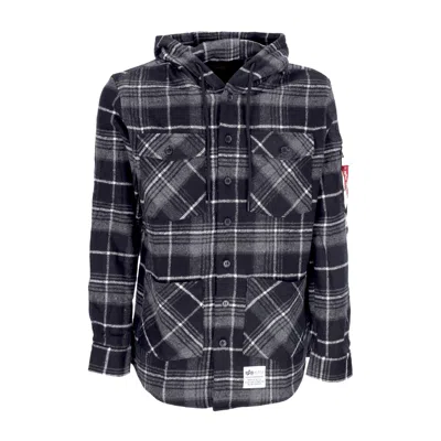 Alpha Industries Men's Long Sleeve Hooded Shirt 45 P Hooded Black/grey