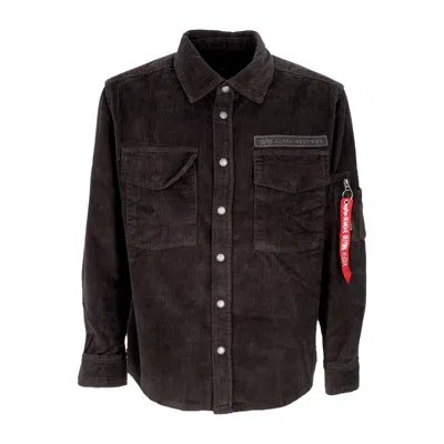 Alpha Industries Men's Long Sleeve Shirt Cord Overshirt Vintage Grey