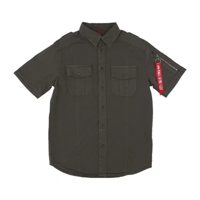 Alpha Industries Men's Short Sleeve Shirt Basic Shirt Gray Black In Grey Black