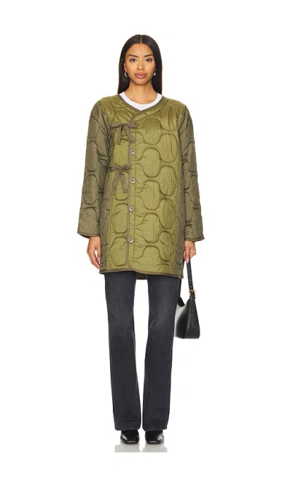 Alpha Industries Mixed Media Long Liner In Olive