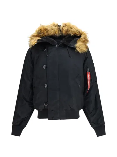 Alpha Industries N-2b Heritage Faux-fur Trim Jacket In Black
