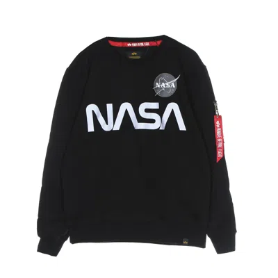 Alpha Industries Nasa Men's Crewneck Sweatshirt Reflective Sweater Black In Multi
