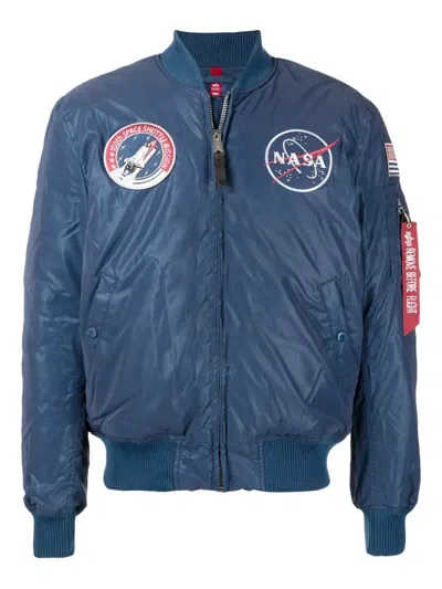 Alpha Industries Nasa-patch Bomber Jacket In Blue