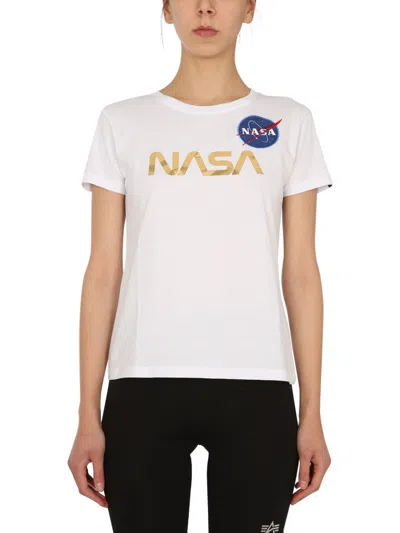 Alpha Industries White Graphic Crew Neck T-shirt