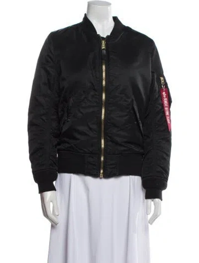 Pre-owned Alpha Industries Nylon Bomber Jacket In Black