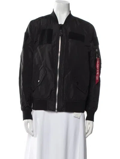 Pre-owned Alpha Industries Nylon Bomber Jacket In Black