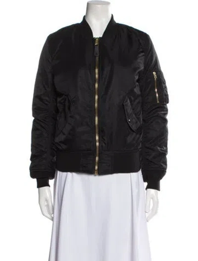 Pre-owned Alpha Industries Nylon Bomber Jacket In Black