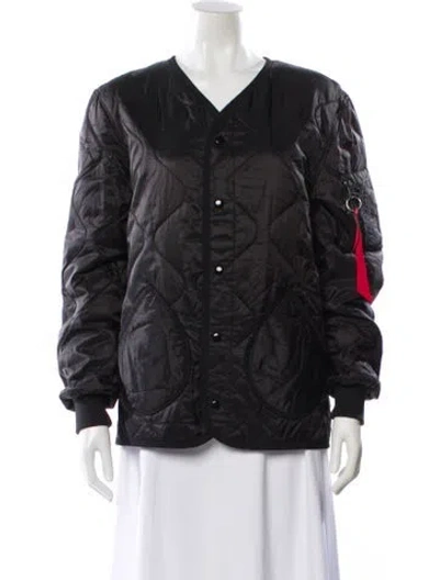 Pre-owned Alpha Industries Nylon Bomber Jacket In Black