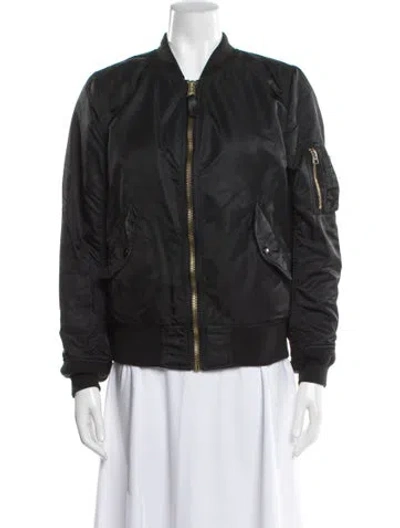 Pre-owned Alpha Industries Nylon Bomber Jacket In Black