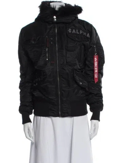 Pre-owned Alpha Industries Nylon Bomber Jacket In Black