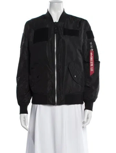 Pre-owned Alpha Industries Nylon Bomber Jacket In Black