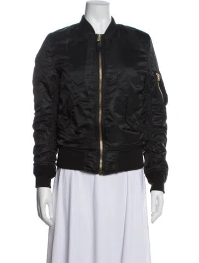 Pre-owned Alpha Industries Nylon Bomber Jacket In Black