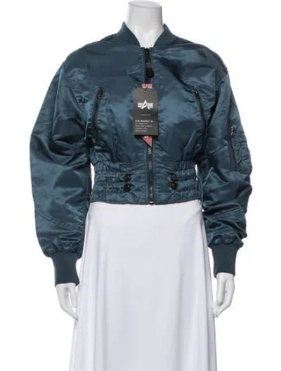 Pre-owned Alpha Industries Nylon Bomber Jacket In Blue