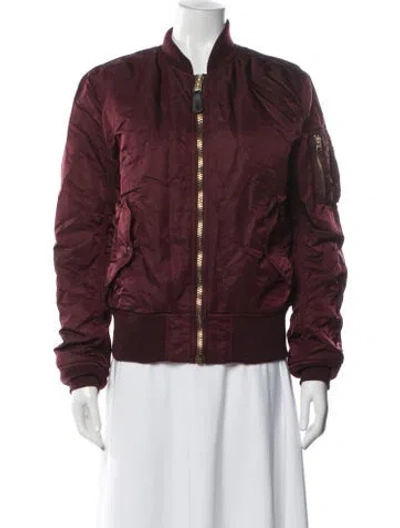 Pre-owned Alpha Industries Nylon Bomber Jacket In Burgundy