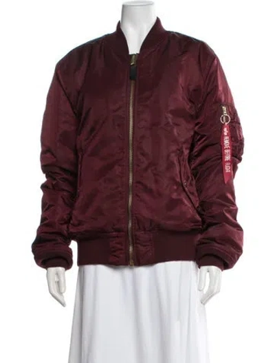 Pre-owned Alpha Industries Nylon Bomber Jacket In Burgundy