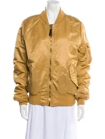 Pre-owned Alpha Industries Nylon Bomber Jacket In Gold