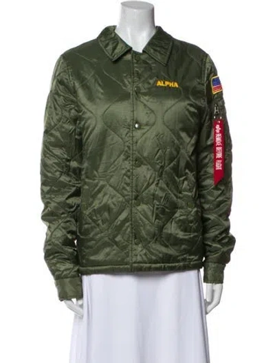 Pre-owned Alpha Industries Nylon Bomber Jacket In Green