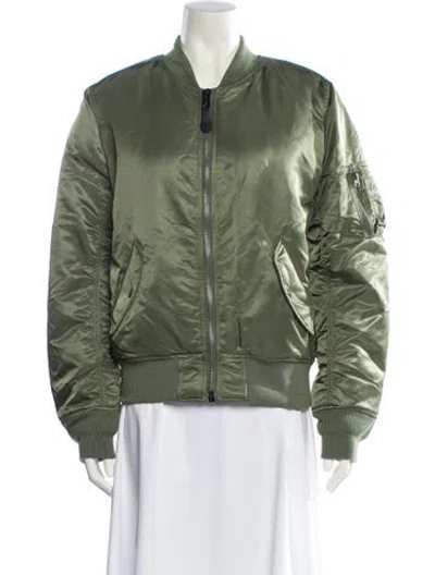 Pre-owned Alpha Industries Nylon Bomber Jacket In Green