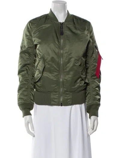 Pre-owned Alpha Industries Nylon Bomber Jacket In Green