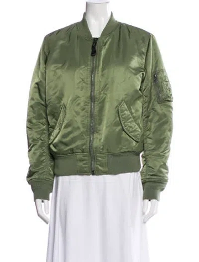 Pre-owned Alpha Industries Nylon Bomber Jacket In Green