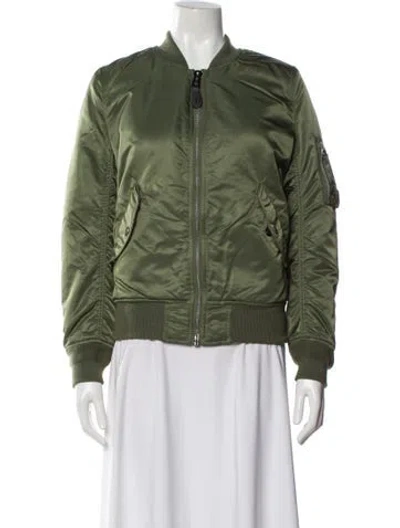 Pre-owned Alpha Industries Nylon Bomber Jacket In Green