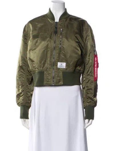 Pre-owned Alpha Industries Nylon Bomber Jacket In Green