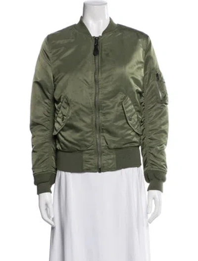Pre-owned Alpha Industries Nylon Bomber Jacket In Green