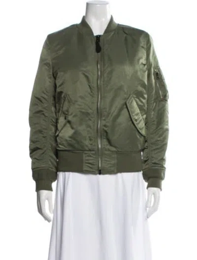 Pre-owned Alpha Industries Nylon Bomber Jacket In Green
