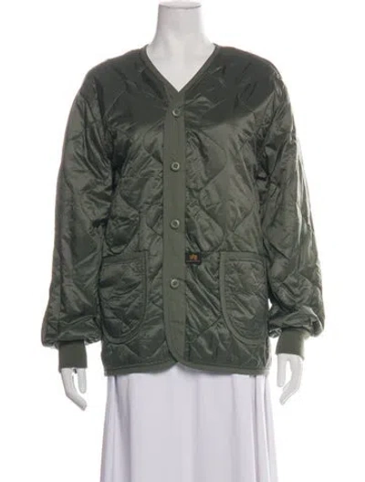 Pre-owned Alpha Industries Nylon Bomber Jacket In Green