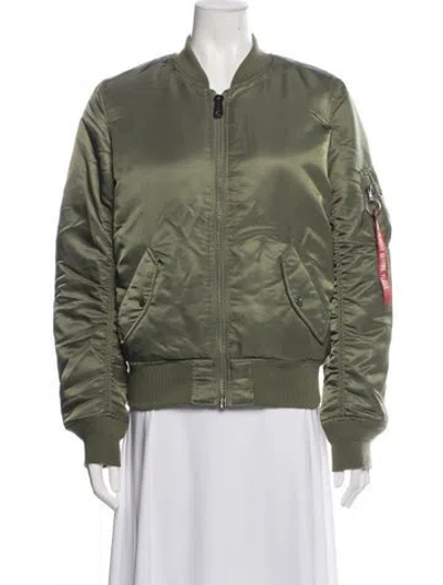 Pre-owned Alpha Industries Nylon Bomber Jacket In Green