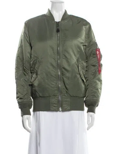 Pre-owned Alpha Industries Nylon Bomber Jacket In Green