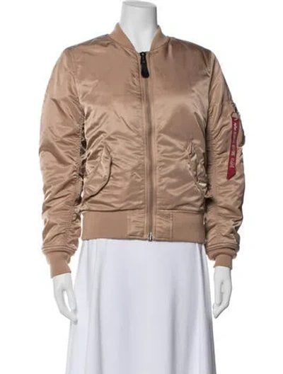 Pre-owned Alpha Industries Nylon Bomber Jacket In Neutral