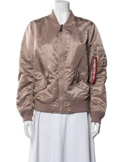 Pre-owned Alpha Industries Nylon Bomber Jacket In Neutrals