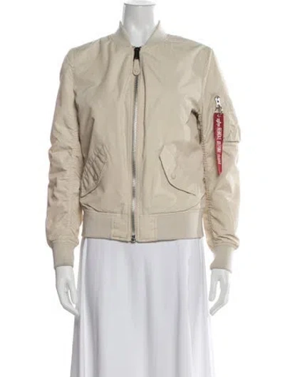 Pre-owned Alpha Industries Nylon Bomber Jacket In Neutrals