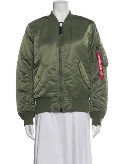 Pre-owned Alpha Industries Nylon Bomber Jacket W/ Tags In Green