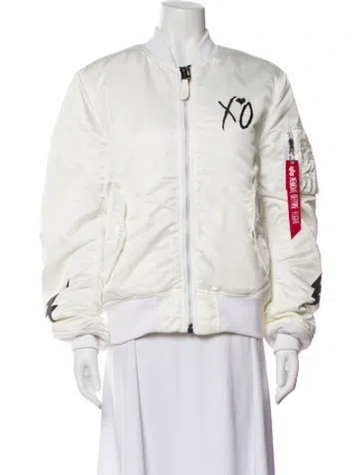 Pre-owned Alpha Industries Nylon Bomber Jacket In White