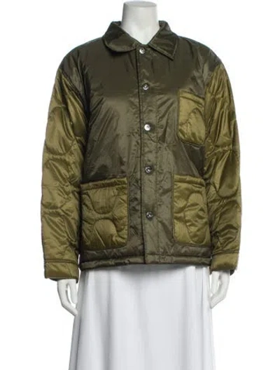 Pre-owned Alpha Industries Nylon Colorblock Pattern Utility Jacket In Green