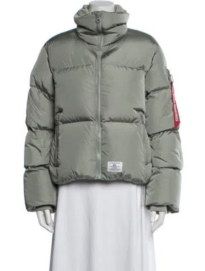 Pre-owned Alpha Industries Nylon Down Jacket In Green