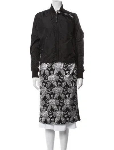Pre-owned Alpha Industries Nylon Floral Print Coat In Black