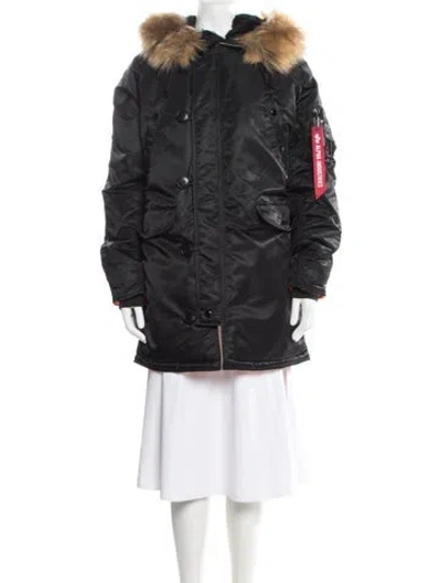Pre-owned Alpha Industries Nylon Parka In Black