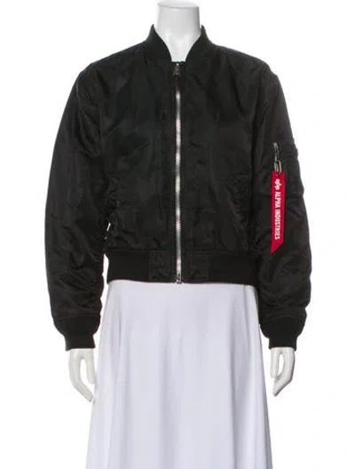 Pre-owned Alpha Industries Nylon Printed Bomber Jacket In Gray