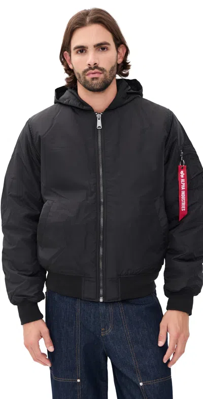 Alpha Industries Oxford Nylon Hooded Relaxed Fit Jacket Black