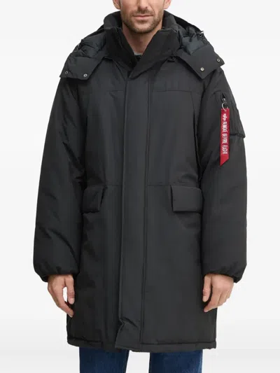 Alpha Industries Padded Hooded Parka In Black