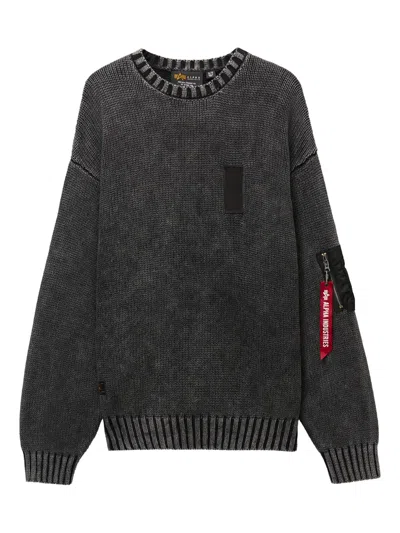 Alpha Industries Patch-detail Pocket-detail Sweater In Black
