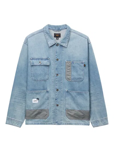Alpha Industries Patch-pocket Denim Jacket In Blue