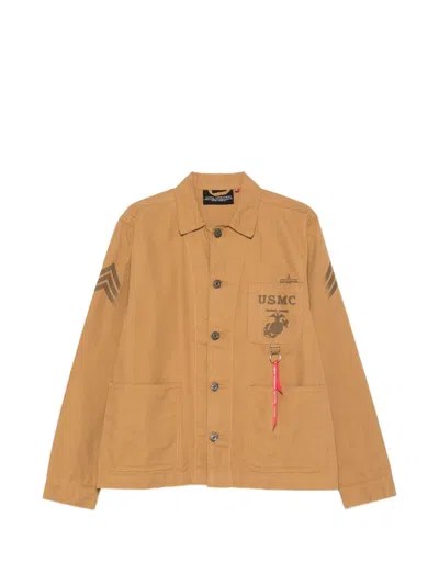 Alpha Industries Patch-pocket Jacket In Brown