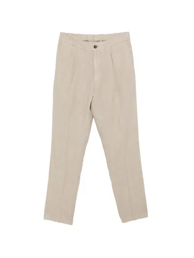 Alpha Industries Pleated Linen Trousers In Neutral