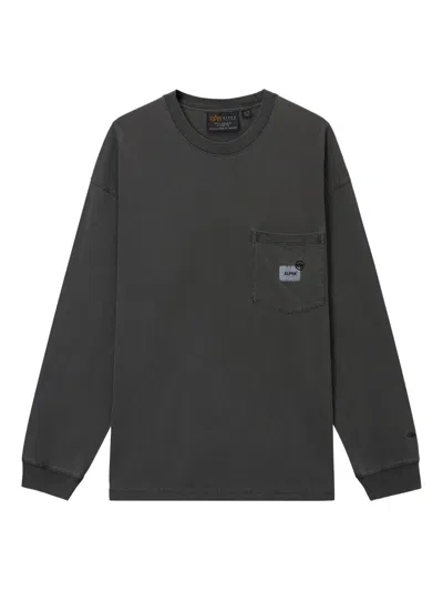 Alpha Industries Pocket-detail Long-sleeve T-shirt In Gray