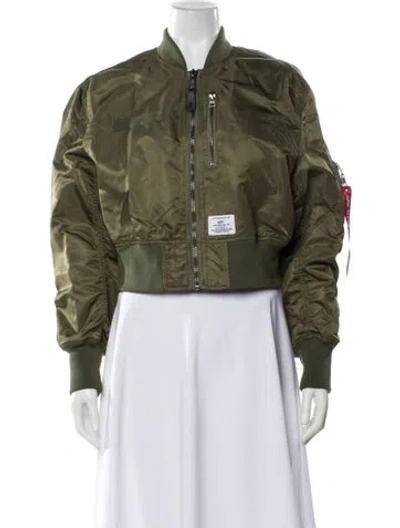 Pre-owned Alpha Industries Printed Bomber Jacket In Green